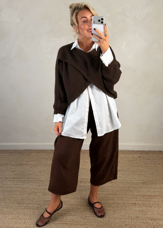 Crossover knit - Chocolate-The Style Attic