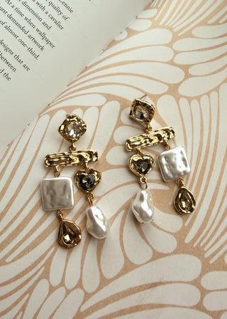 Crystal dangle earring - Gold-The Style Attic