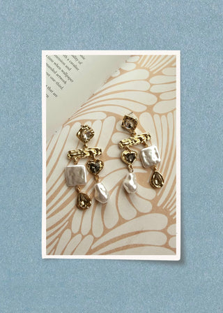 Crystal dangle earring - Gold-The Style Attic