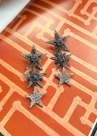 Crystal triple star earring-The Style Attic