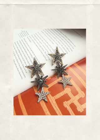 Crystal triple star earring-The Style Attic