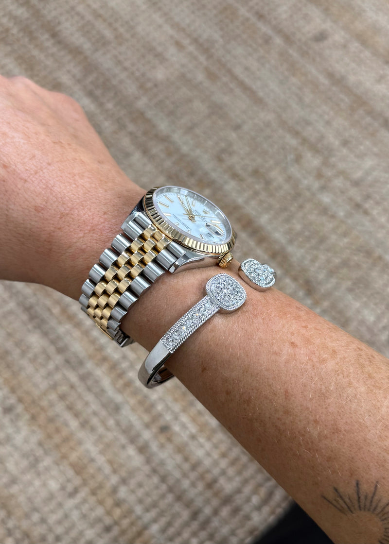 Cubic zirconia bangle bracelet-The Style Attic