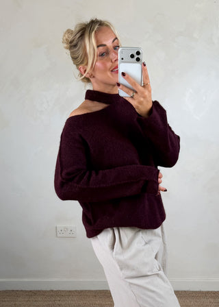 Cut out knit - Merlot-The Style Attic