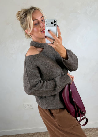 Cut out knit - Mocha-The Style Attic