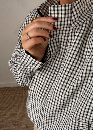 Daly checked funnel neck jacket-The Style Attic