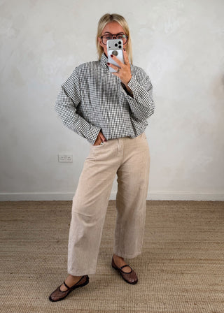 Daly checked funnel neck jacket-The Style Attic