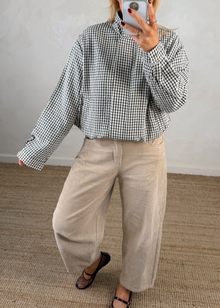 Daly checked funnel neck jacket-The Style Attic