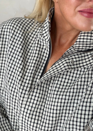 Daly checked funnel neck jacket-The Style Attic