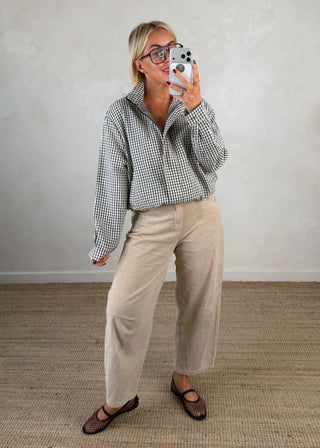 Daly checked funnel neck jacket-The Style Attic
