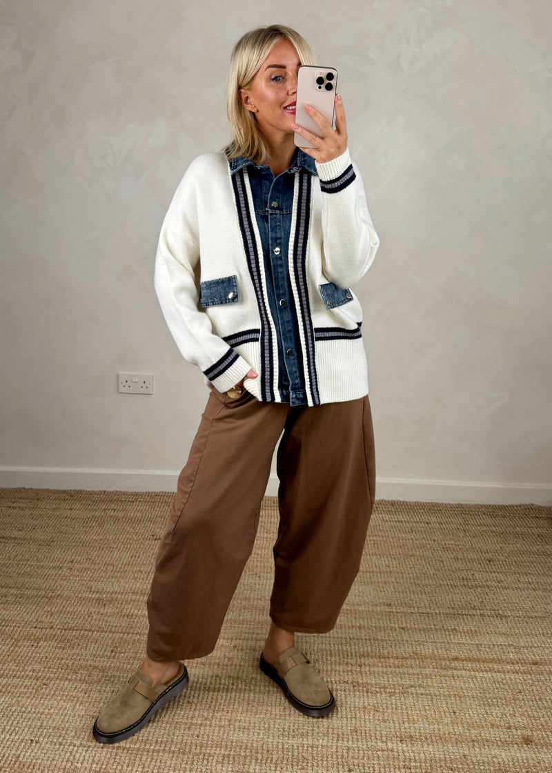 Dana denim jacket knit - cream-The Style Attic