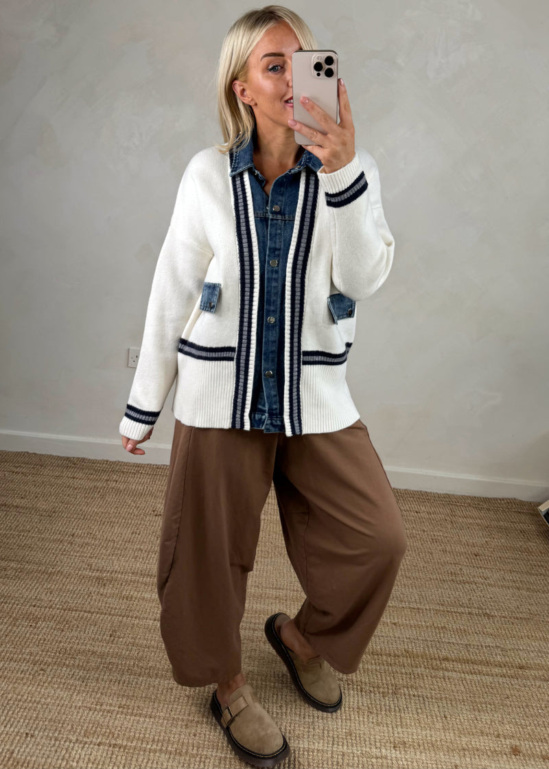 Dana denim jacket knit - cream-The Style Attic