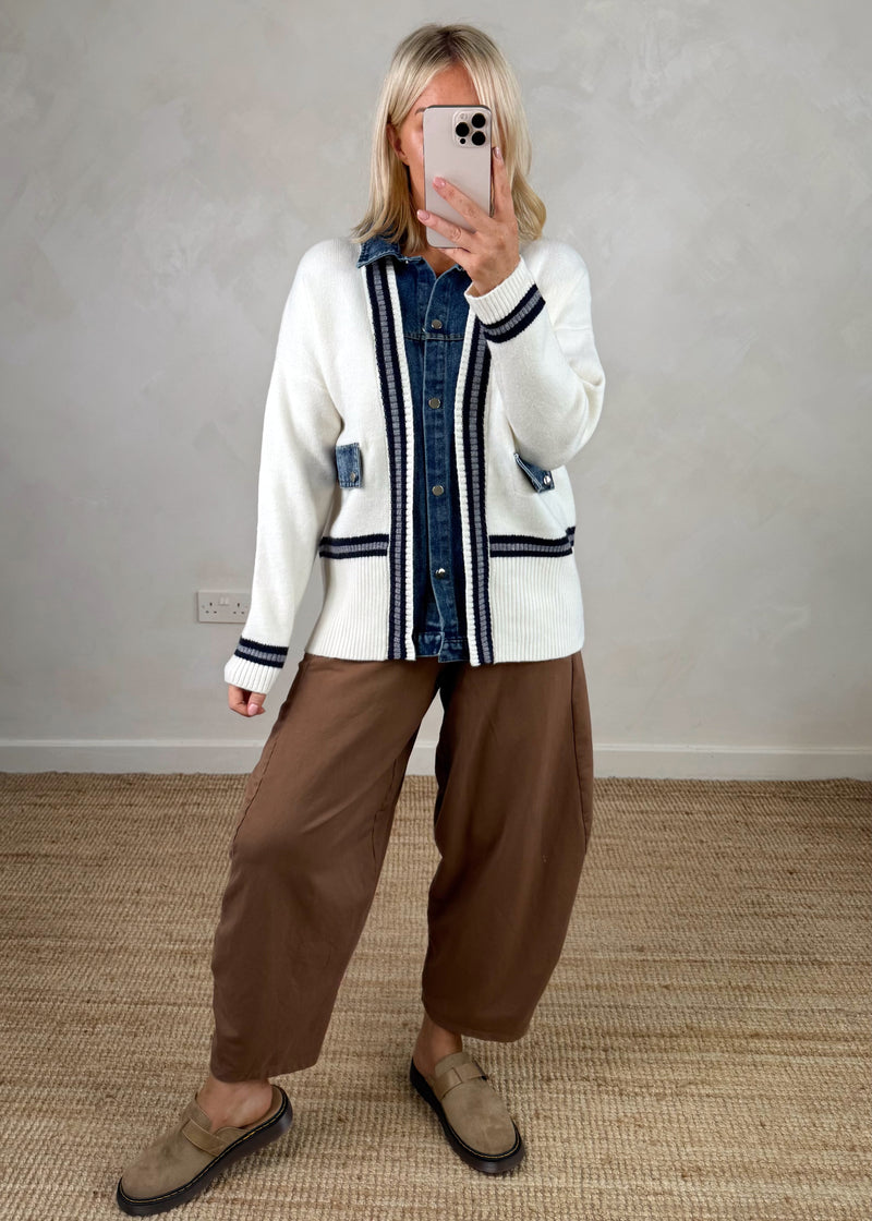 Dana denim jacket knit - cream-The Style Attic