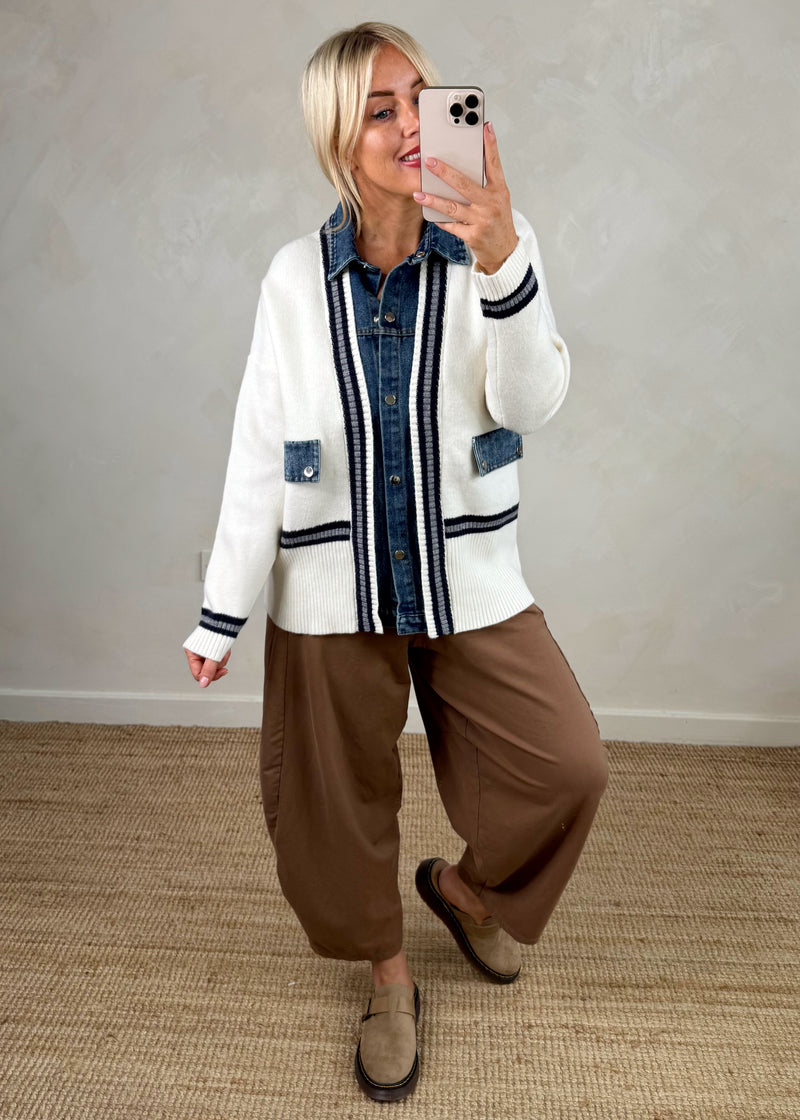 Dana denim jacket knit - cream-The Style Attic