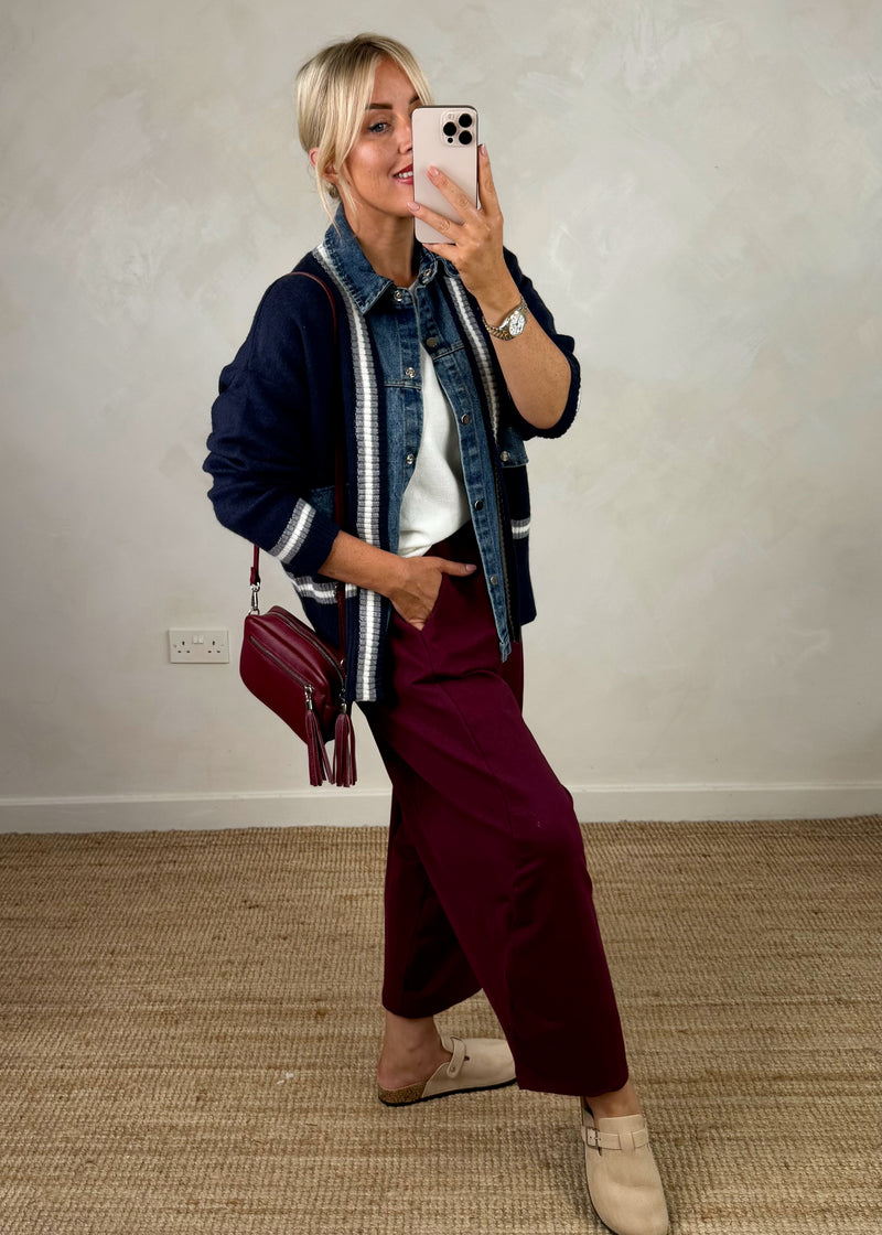 Dana denim jacket knit - navy-The Style Attic