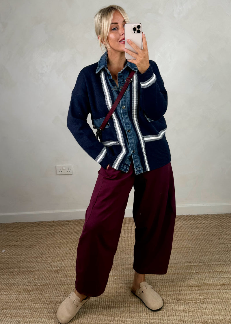 Dana denim jacket knit - navy-The Style Attic