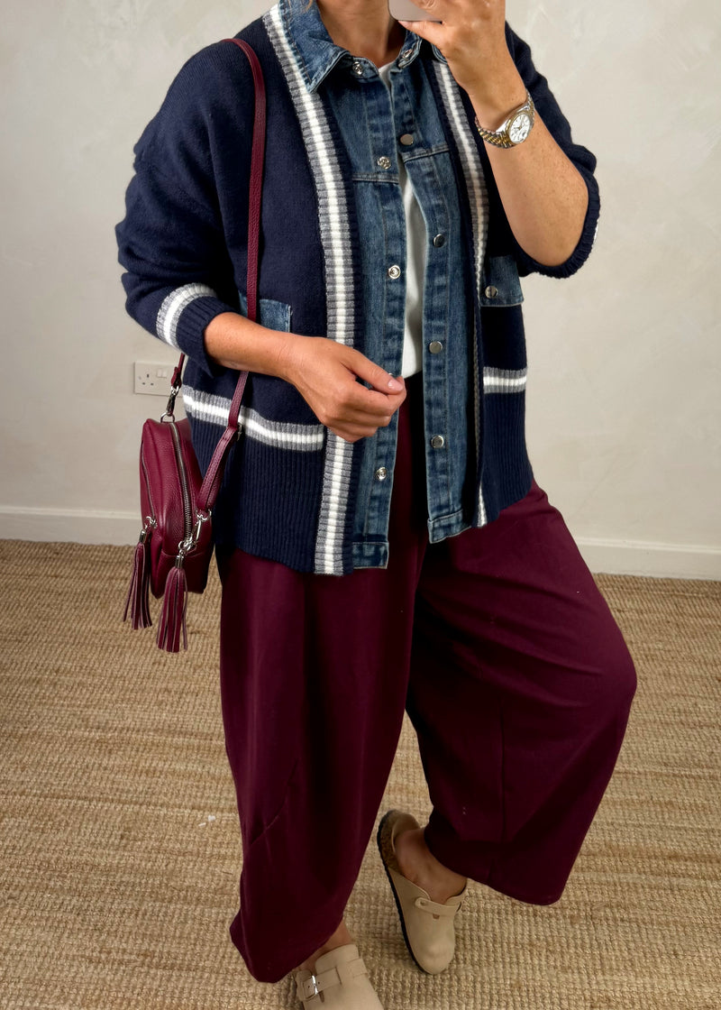 Dana denim jacket knit - navy-The Style Attic