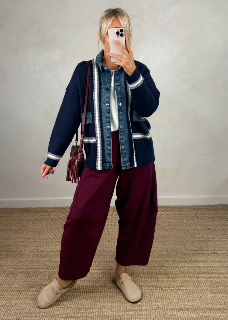 Dana denim jacket knit - navy-The Style Attic