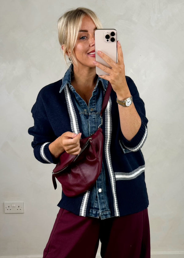 Dana denim jacket knit - navy-The Style Attic