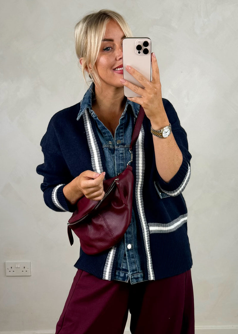 Dana denim jacket knit - navy-The Style Attic