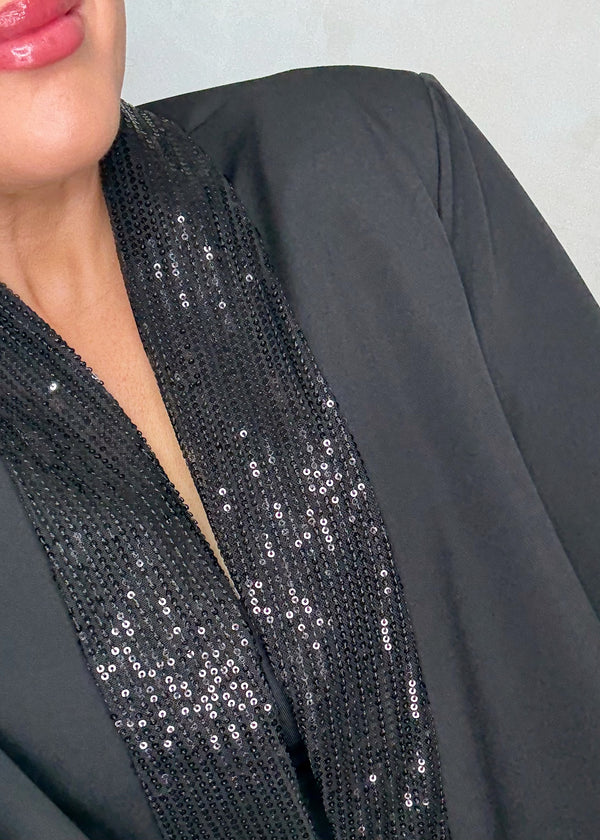 Danni oversized sequin blazer - black-The Style Attic