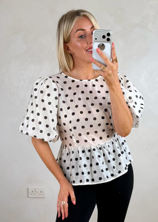 Darcey polka dot shirt - Cream-The Style Attic