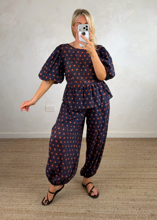Darcey polka dot shirt - Navy-The Style Attic