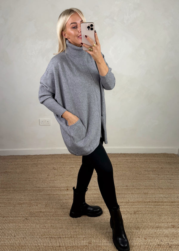 Darcy batwing knit - light grey-The Style Attic