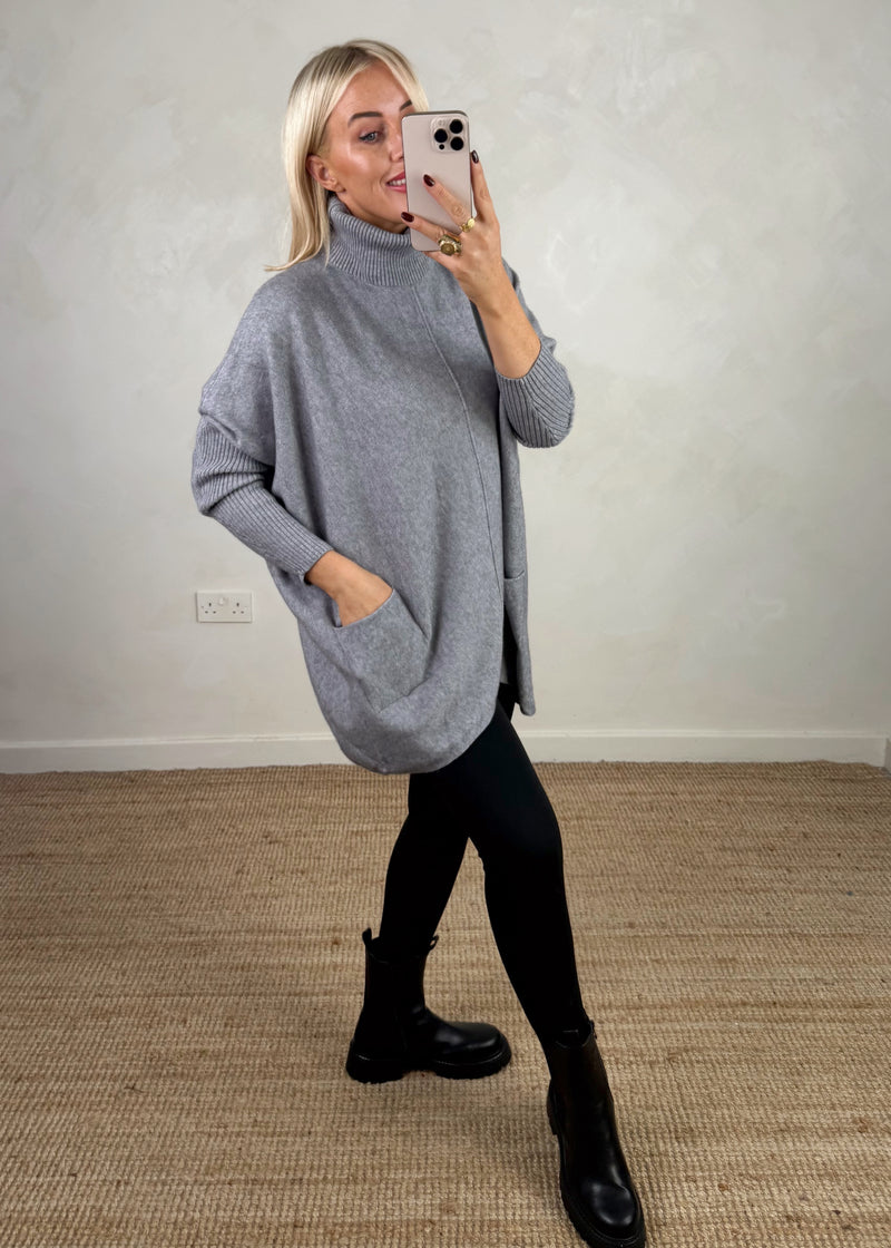 Darcy batwing knit - light grey-The Style Attic