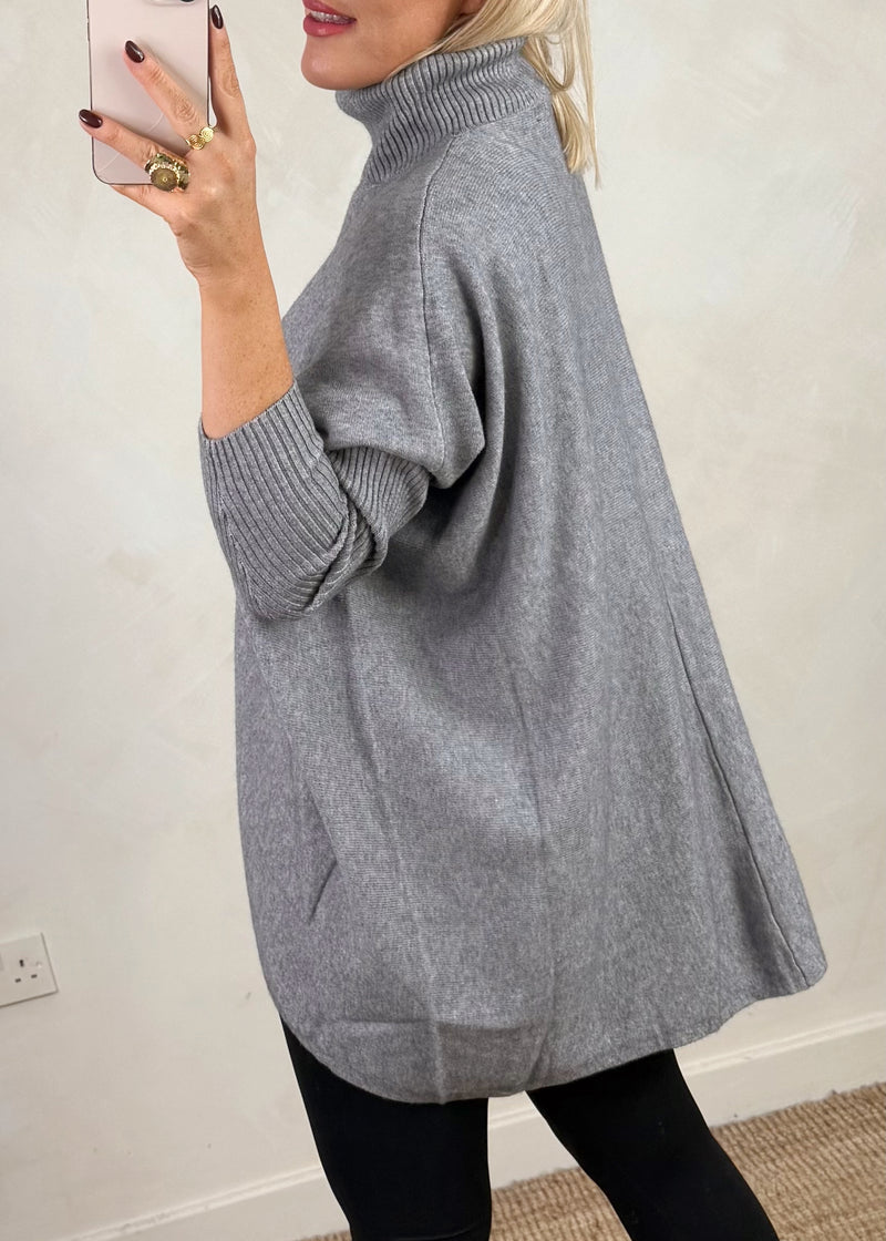 Darcy batwing knit - light grey-The Style Attic