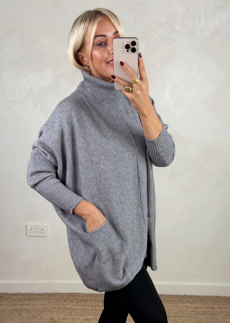 Darcy batwing knit - light grey-The Style Attic