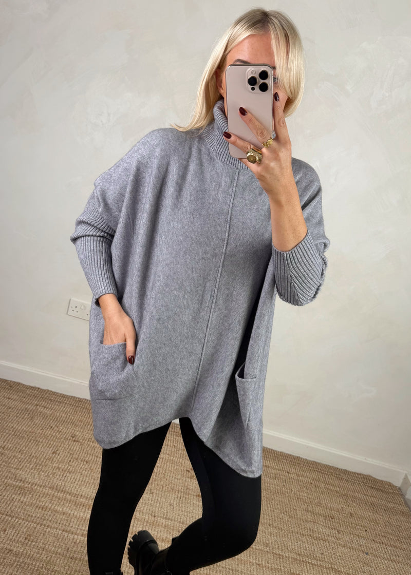 Darcy batwing knit - light grey-The Style Attic