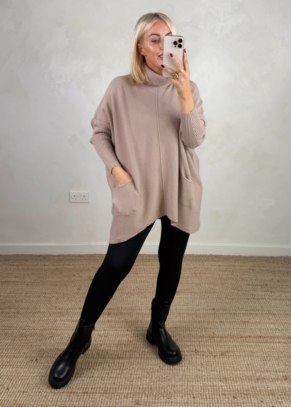 Darcy batwing knit - mocha-The Style Attic