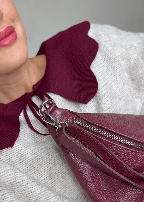 Darling collar knit - Merlot-The Style Attic
