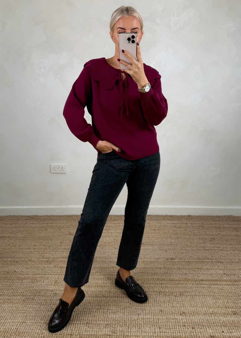 Darling collar knit - Merlot-The Style Attic