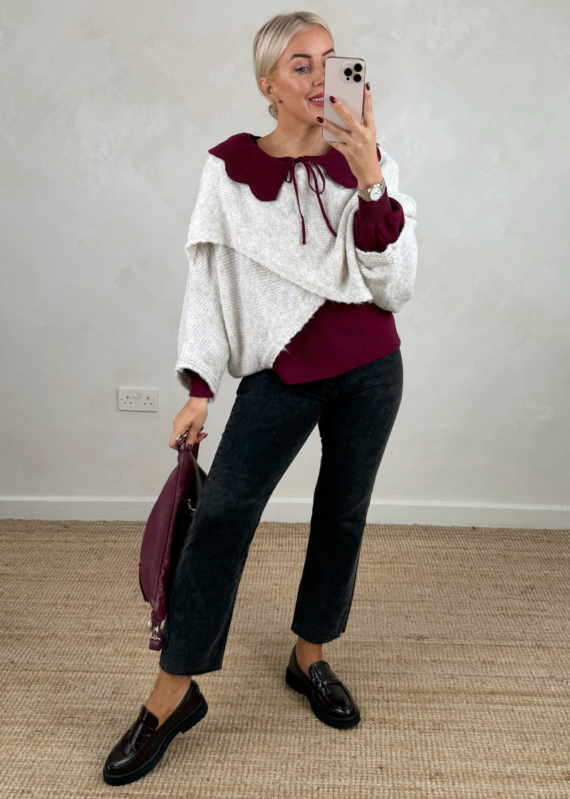 Darling collar knit - Merlot-The Style Attic