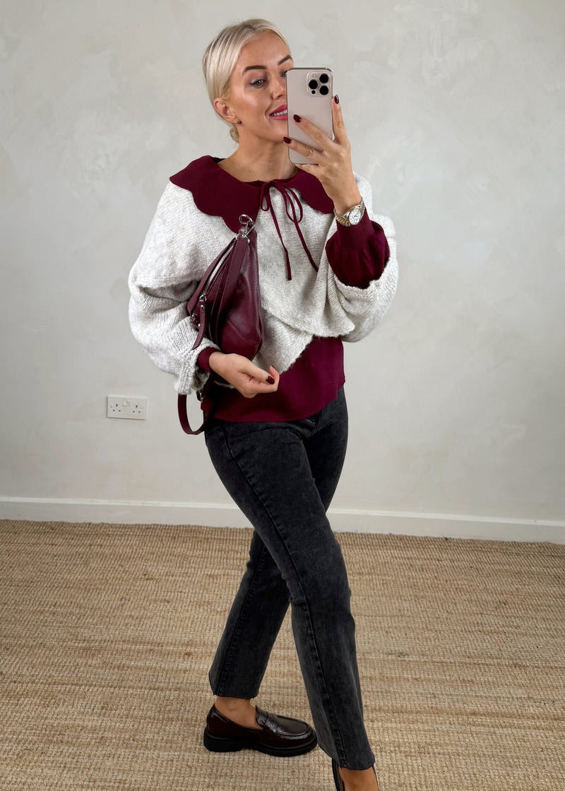 Darling collar knit - Merlot-The Style Attic