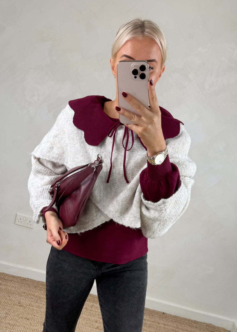 Darling collar knit - Merlot-The Style Attic