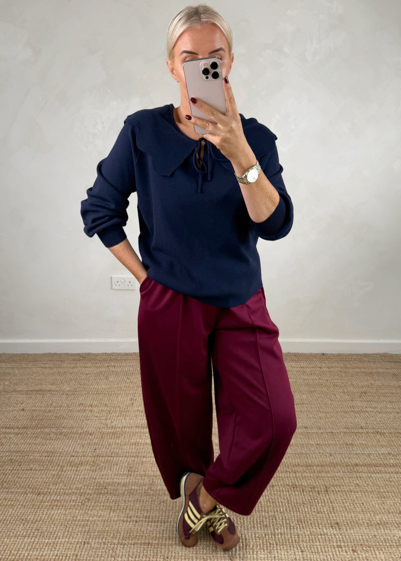 Darling collar knit - navy-The Style Attic