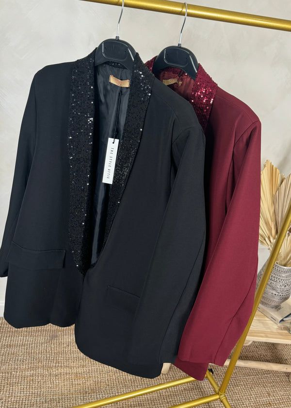 Dasha sequin Blazer - Merlot-The Style Attic