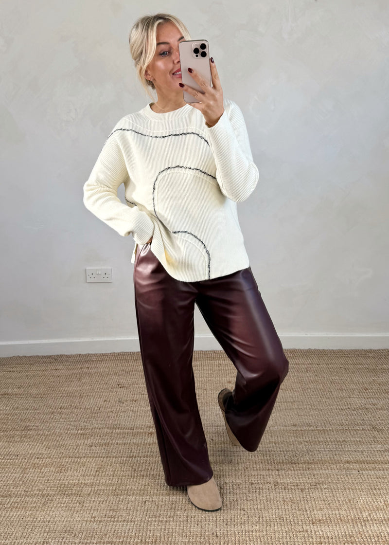 Davina faux leather trouser - Merlot-The Style Attic