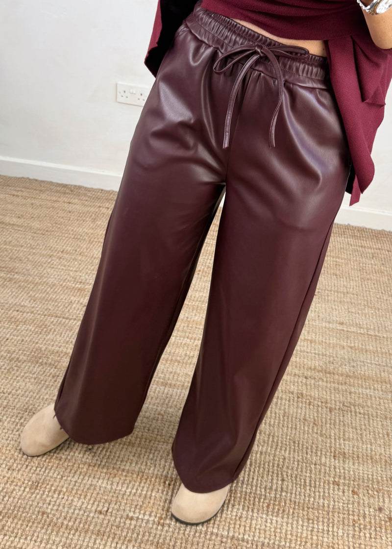 Davina faux leather trouser - Merlot-The Style Attic