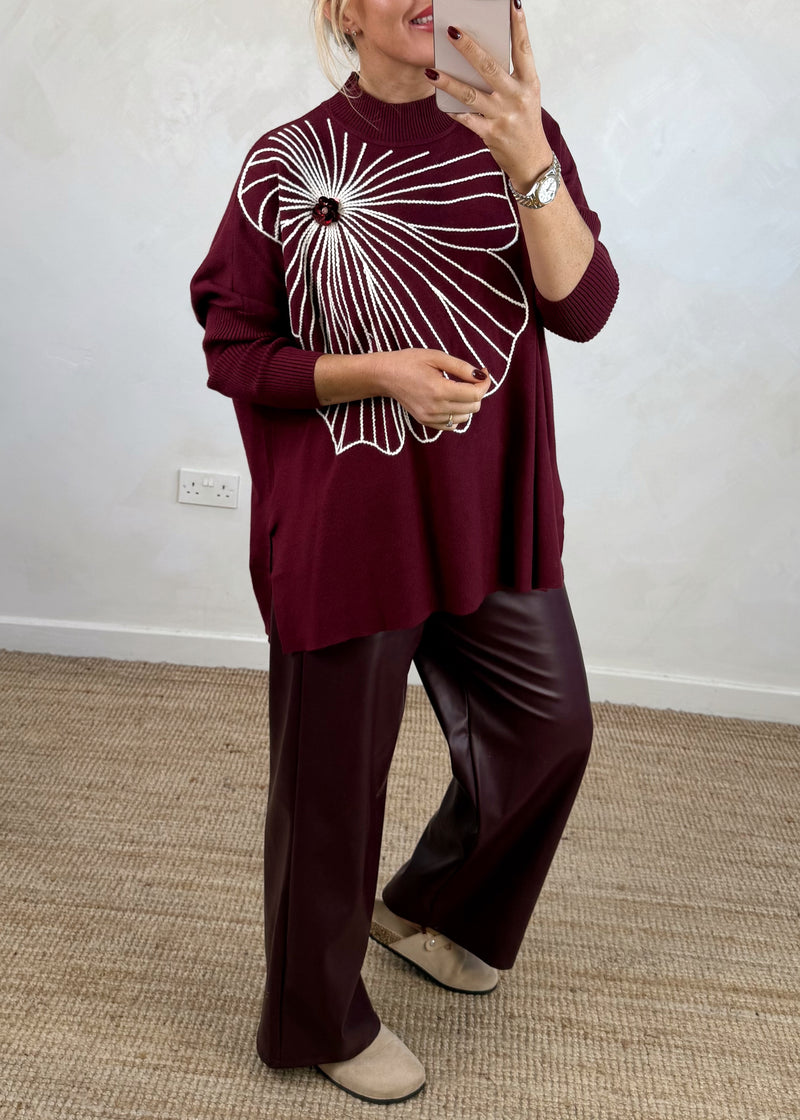 Davina faux leather trouser - Merlot-The Style Attic