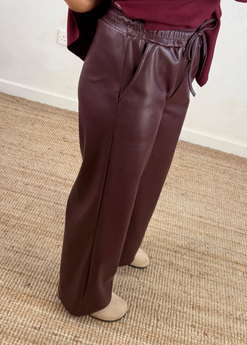 Davina faux leather trouser - Merlot-The Style Attic
