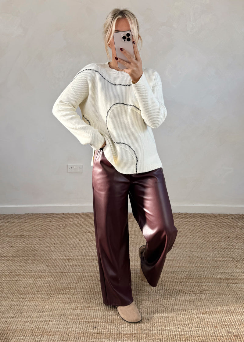Davina faux leather trouser - Merlot-The Style Attic