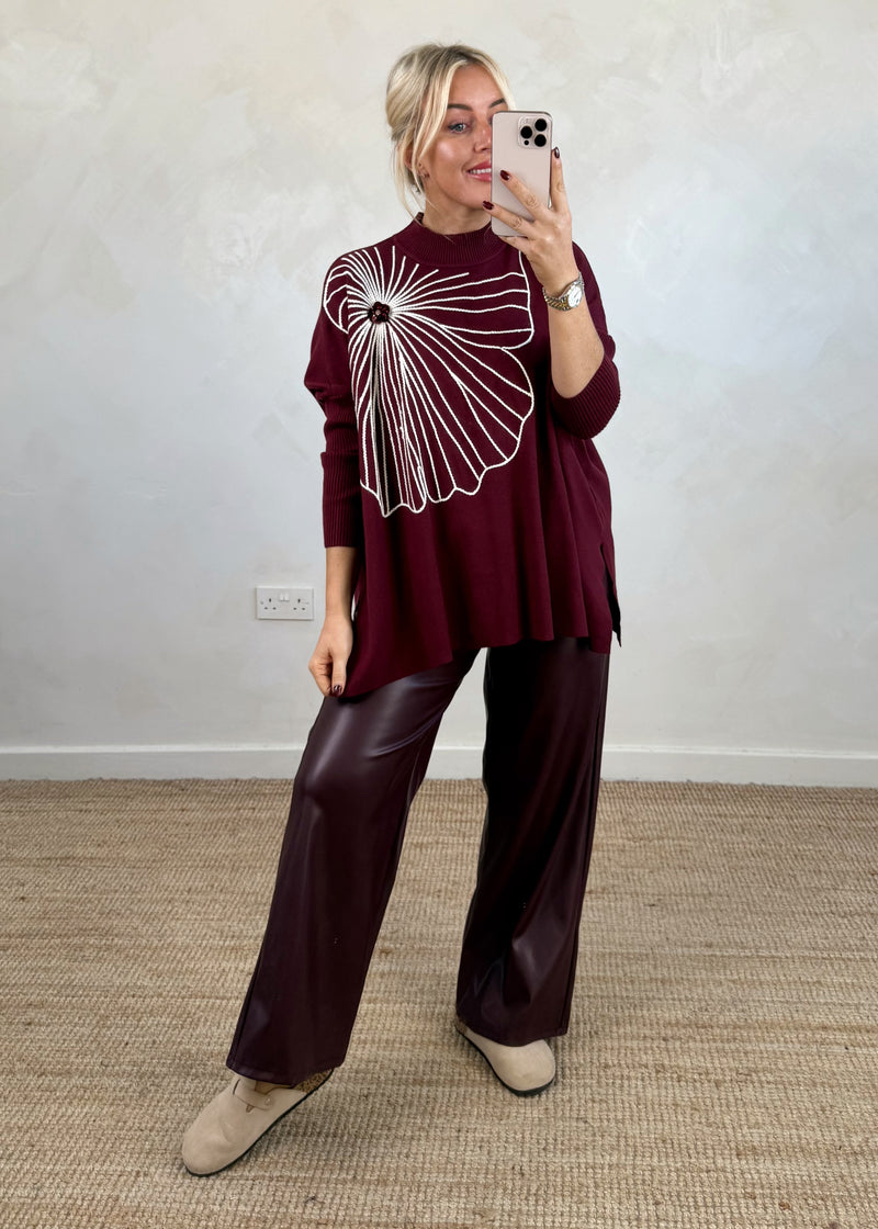 Davina faux leather trouser - Merlot-The Style Attic