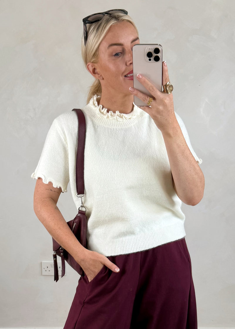 Davina frill knit - cream-The Style Attic