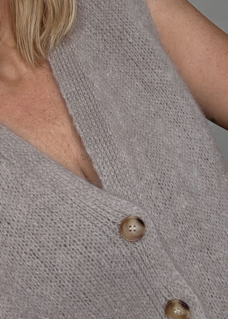 Debs knitted waistcoat - mocha-The Style Attic