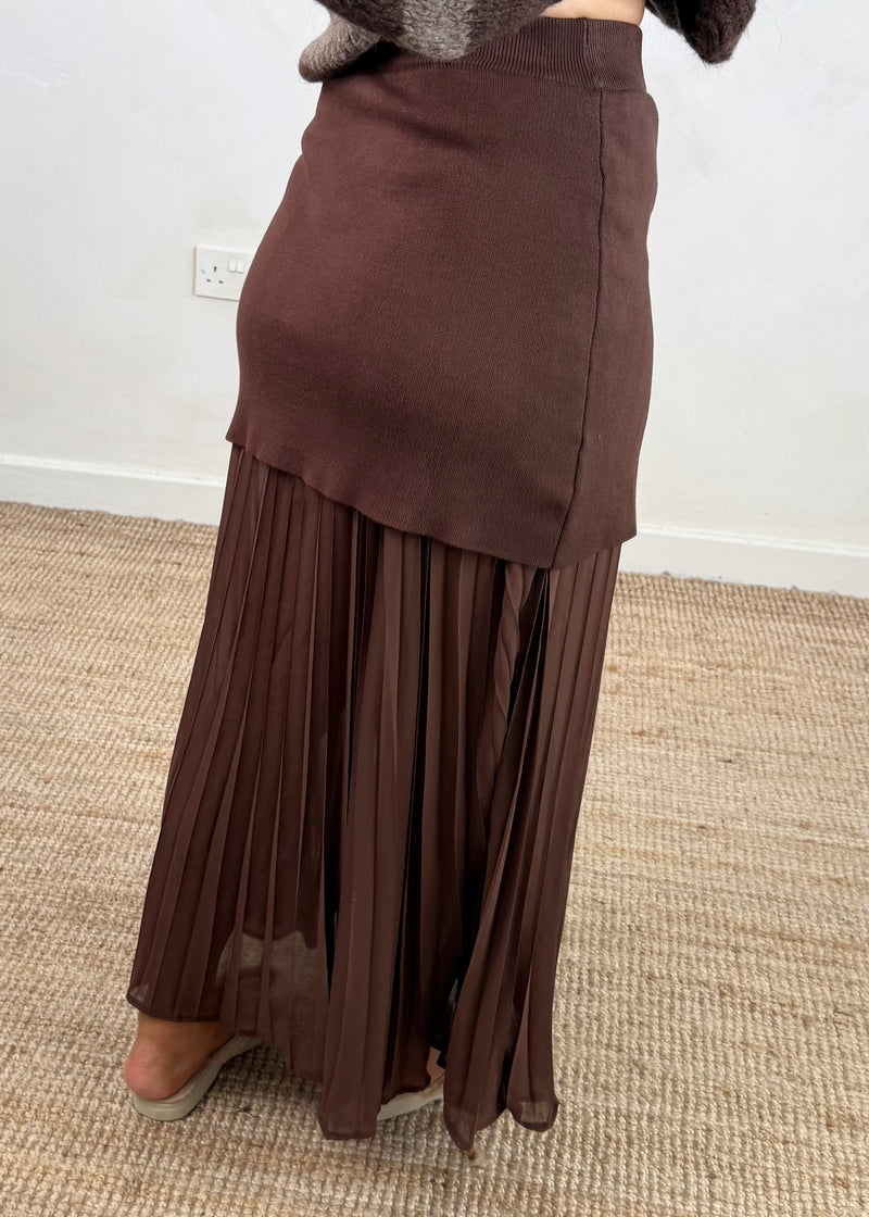 Delia pleated skirt - chocolate-The Style Attic