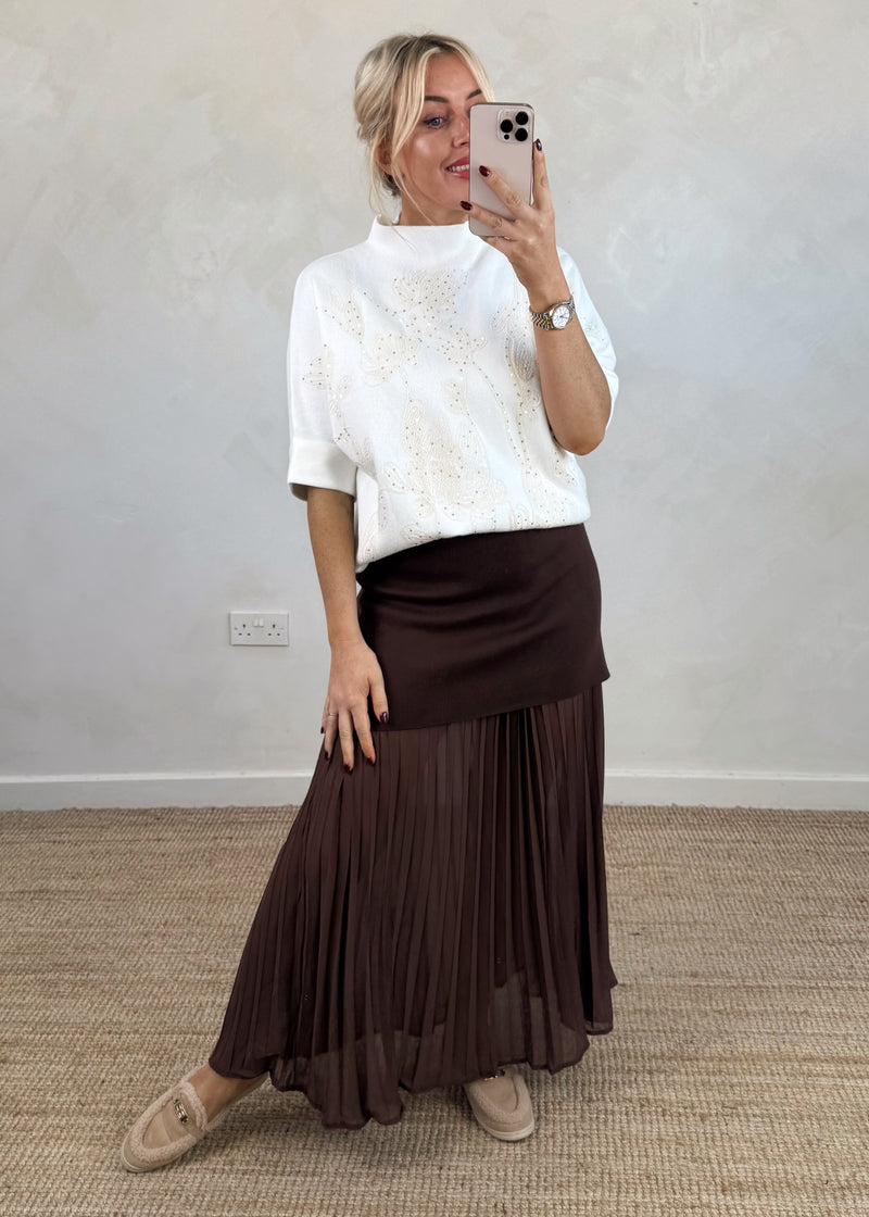 Delia pleated skirt - chocolate-The Style Attic