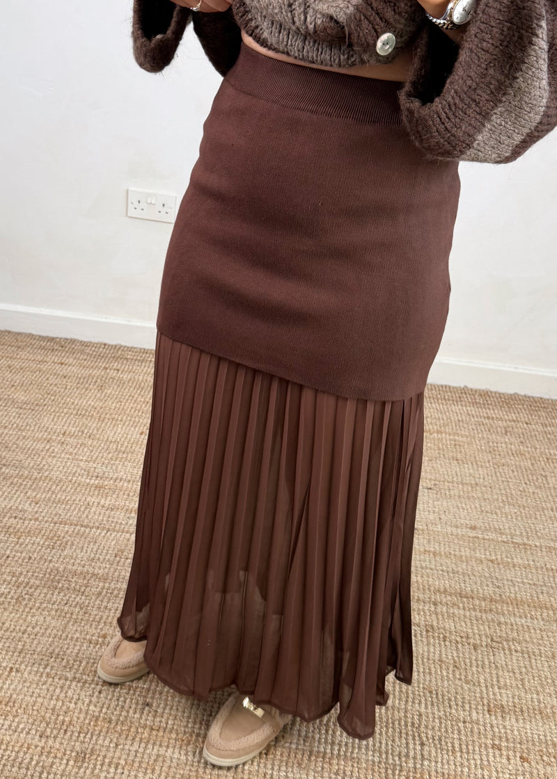 Delia pleated skirt - chocolate-The Style Attic
